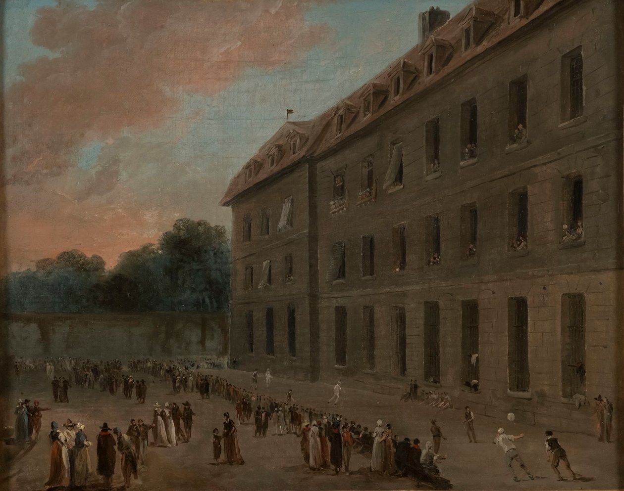 Freizeit der Gefangenen in Saint-Lazare: das Ballspiel von Hubert Robert