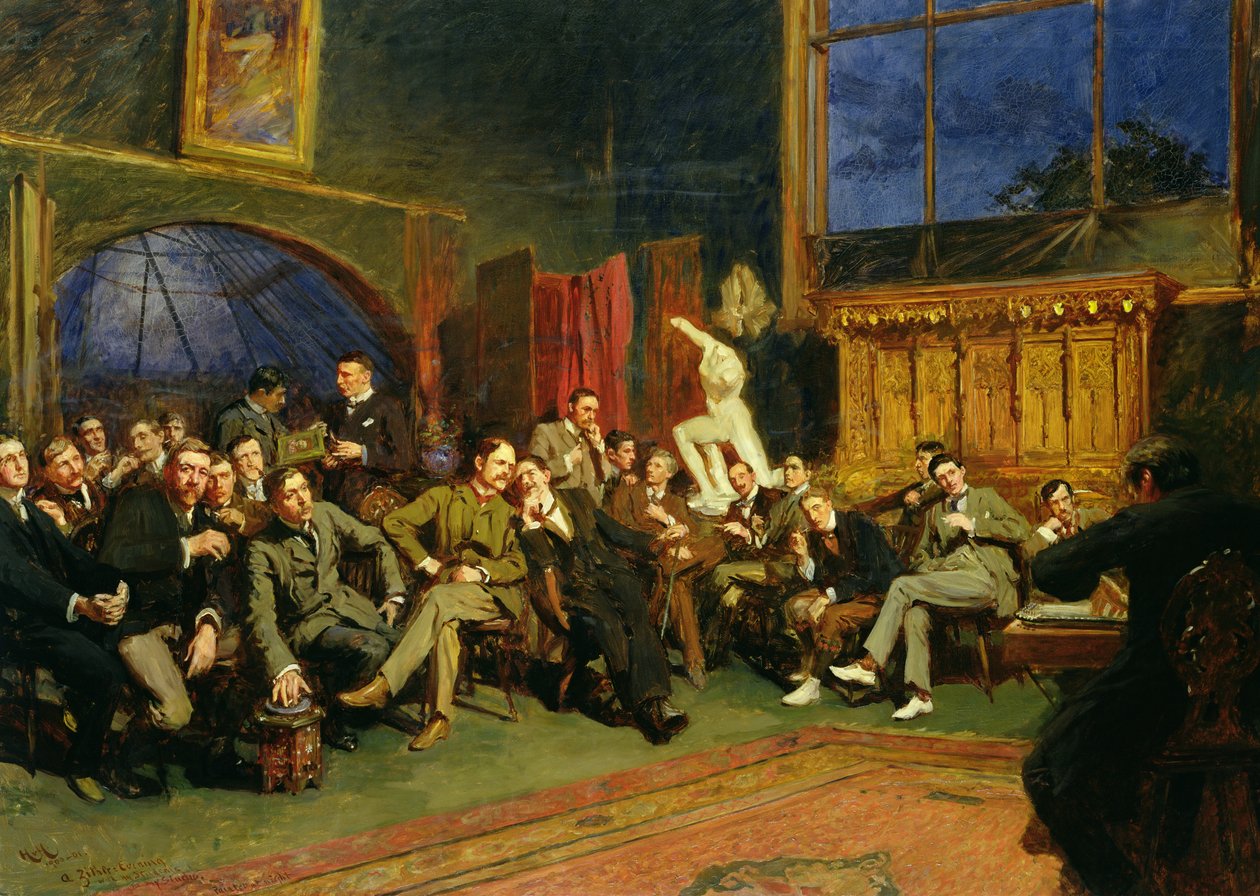 Abend im Atelier mit meinen Schülern, 1886 von Hubert von Herkomer