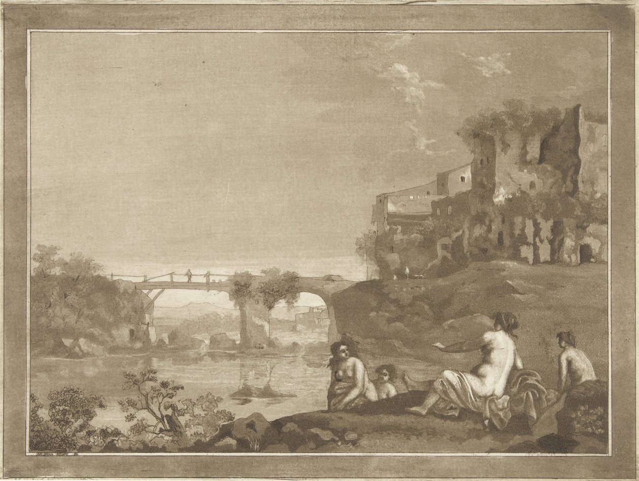 Landschaft mit badenden Nymphen von Hubertus van Hove