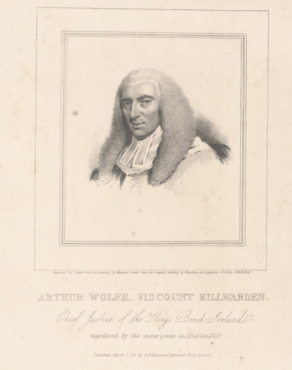Arthur Wolfe, Viscount Killwarden, graviert von G. Robinson von Hugh Douglas Hamilton