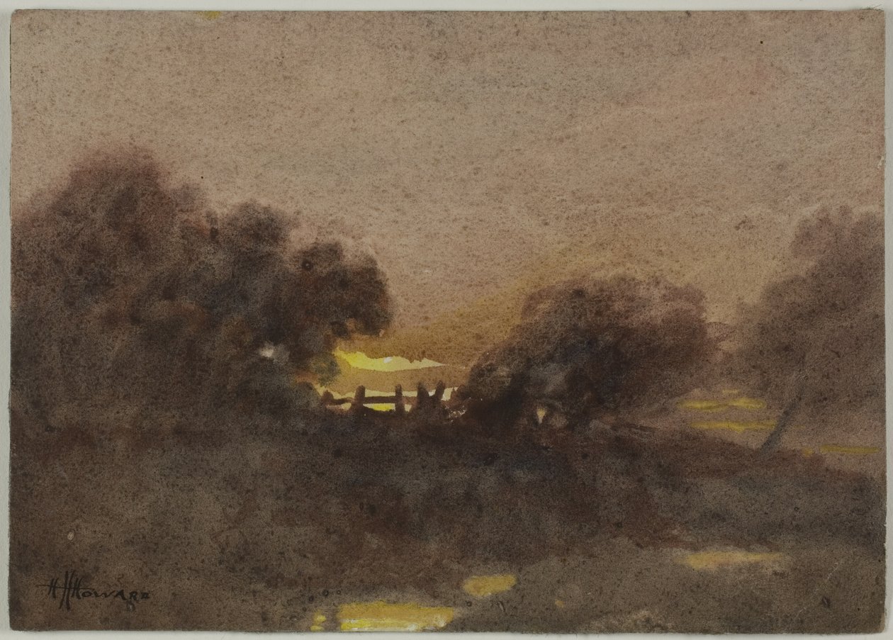 Landschaft mit Tor bei Sonnenuntergang von Hugh Huntington Howard