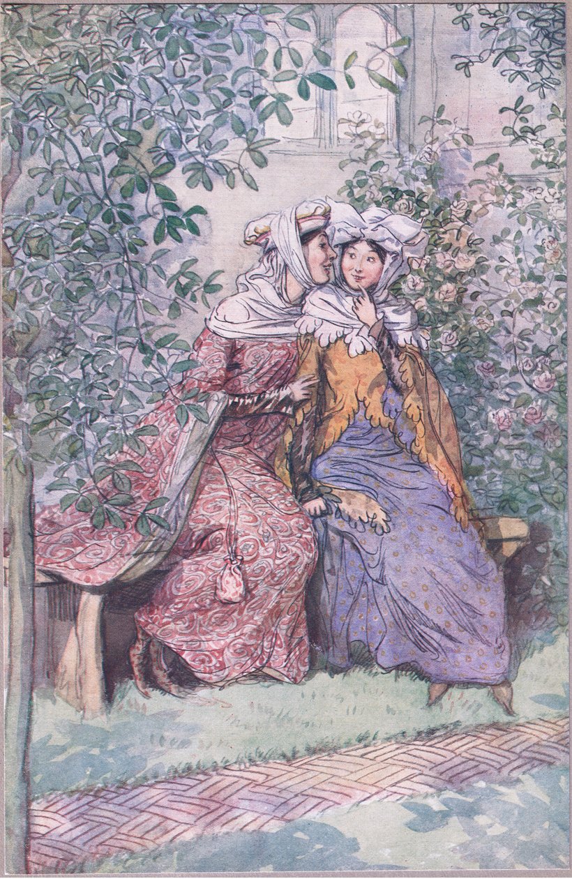 Lasst uns gemeinsam gegen diesen fettigen Ritter beraten, Illustration aus Die lustigen Weiber von Windsor, 1910 von Hugh Thomson