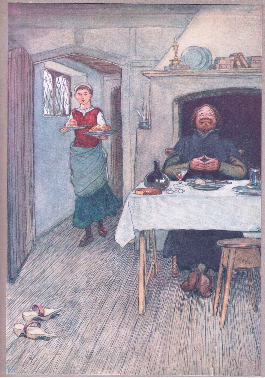 Es gibt Äpfel und Käse, die noch kommen, Illustration aus Die lustigen Weiber von Windsor, 1910 von Hugh Thomson