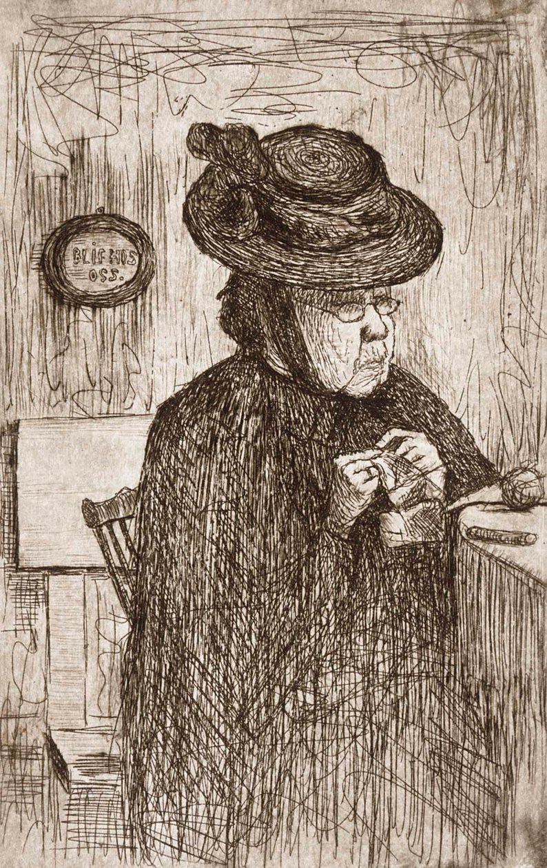 Tante beim Stricken von Hugo Simberg