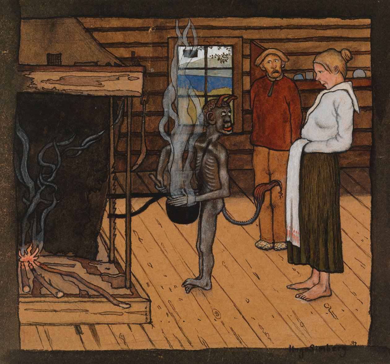Der arme Teufel am Feuer; Der Teufel am Topf von Hugo Simberg