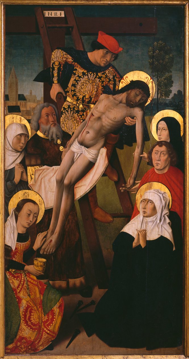 Passionstriptychon, die Kreuzabnahme, rechte Tafel von Hugo van der (studio of) Goes