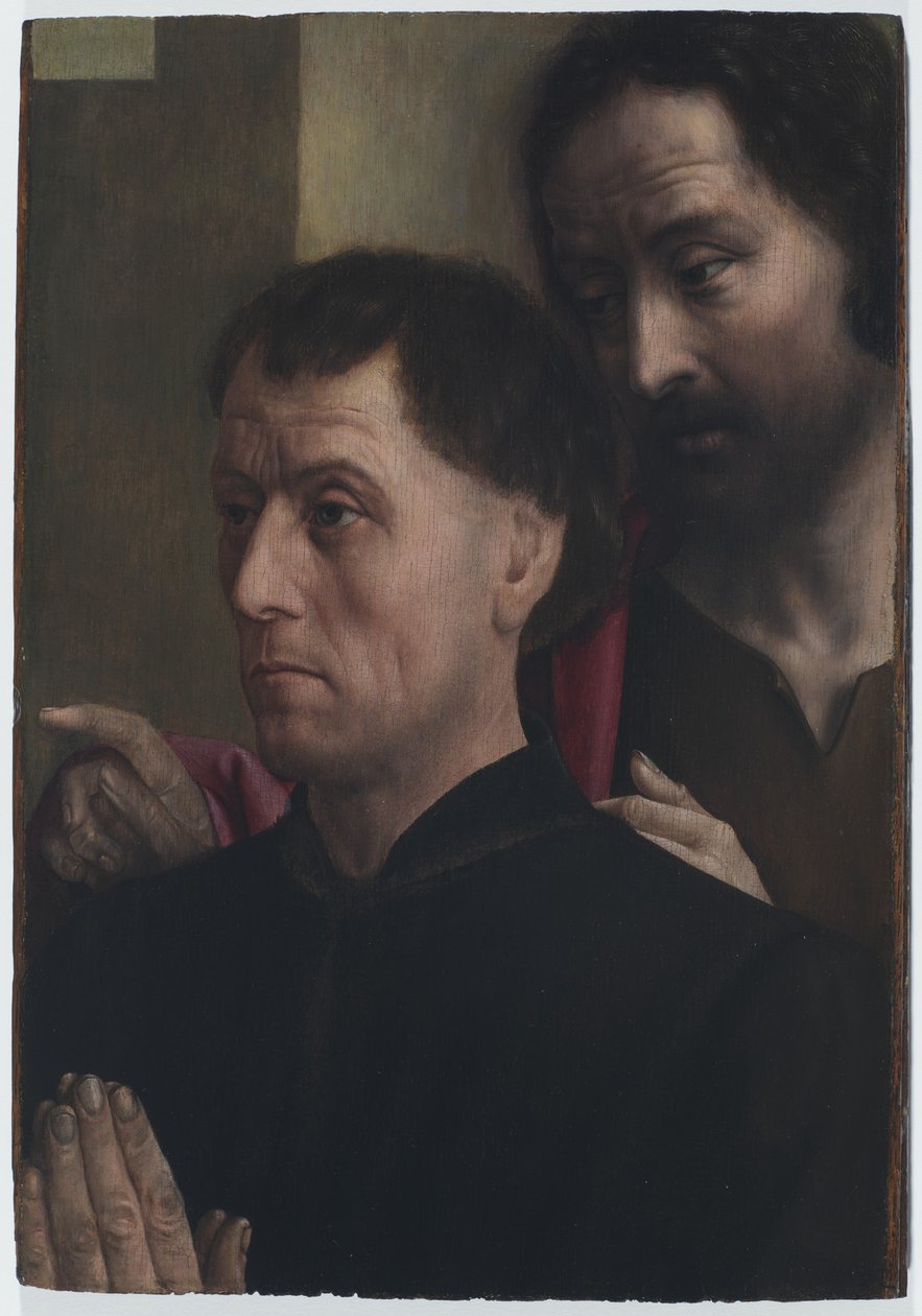 Porträt eines betenden Mannes mit Johannes dem Täufer von Hugo van der Goes