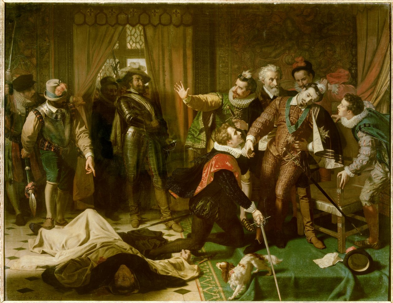 Ermordung von Heinrich III. durch Jacques Clément, einen dominikanischen Religionsanhänger der Katholischen Liga, am 1. August von Hugues Merle