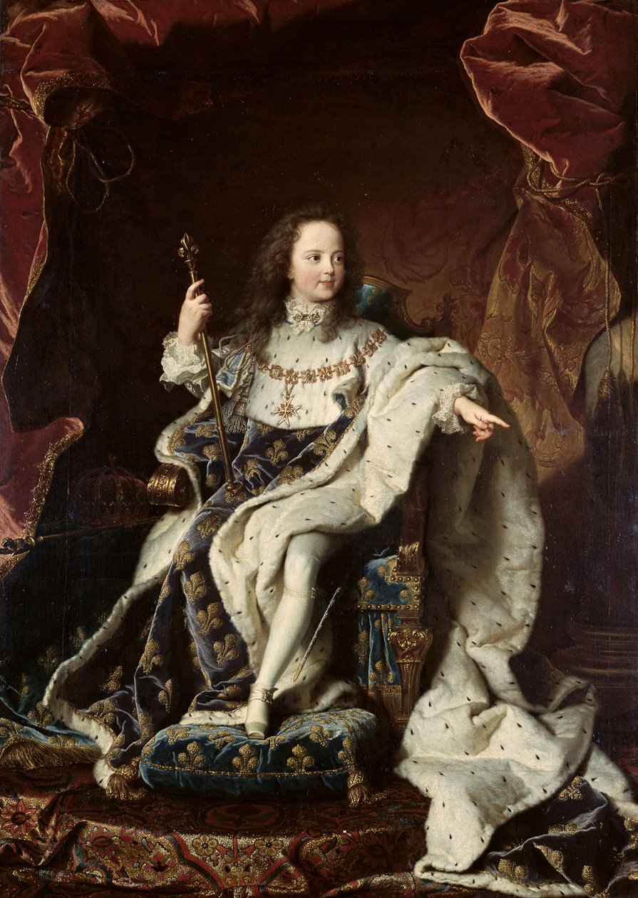 Porträt von Ludwig XV. in Krönungsroben, 1715 von Hyacinthe Francois Rigaud