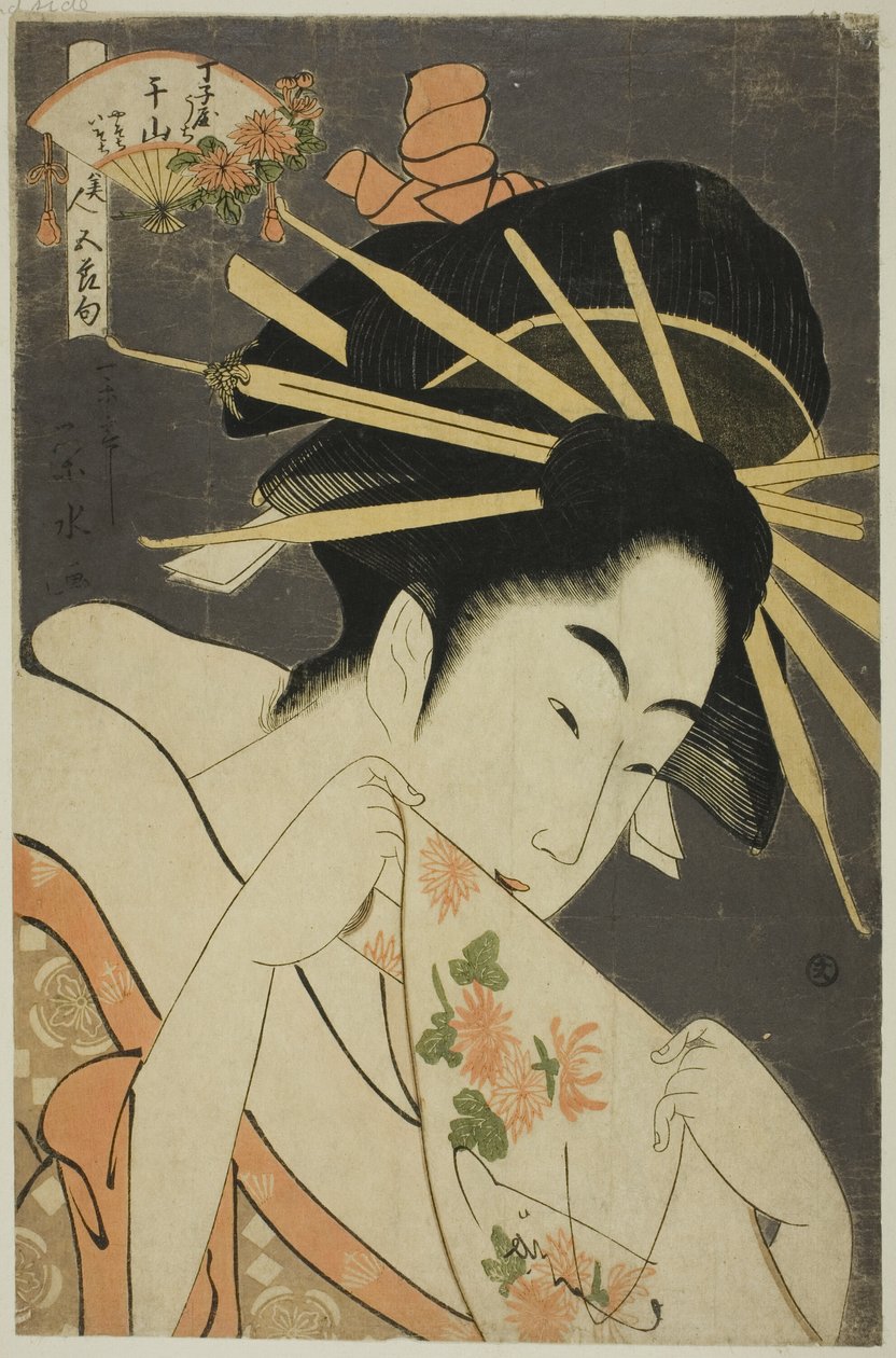 Die Kurtisane Senzan von Chojiya, aus der Serie "Schönheiten der fünf Feste" von Ichirakutei Eisui