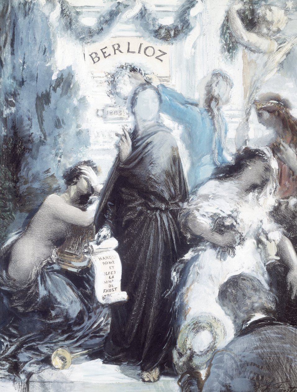 Aquarell-Lithographie zum Gedenken an den 100. Geburtstag von Hector Berlioz von Ignace Henri Jean Fantin Latour