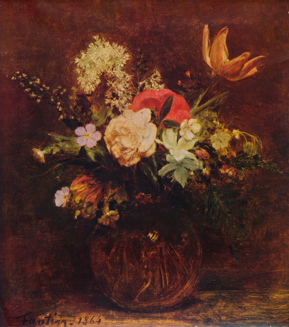 Schale mit Blumen, 1864, 1935 von Ignace Henri Jean Fantin Latour