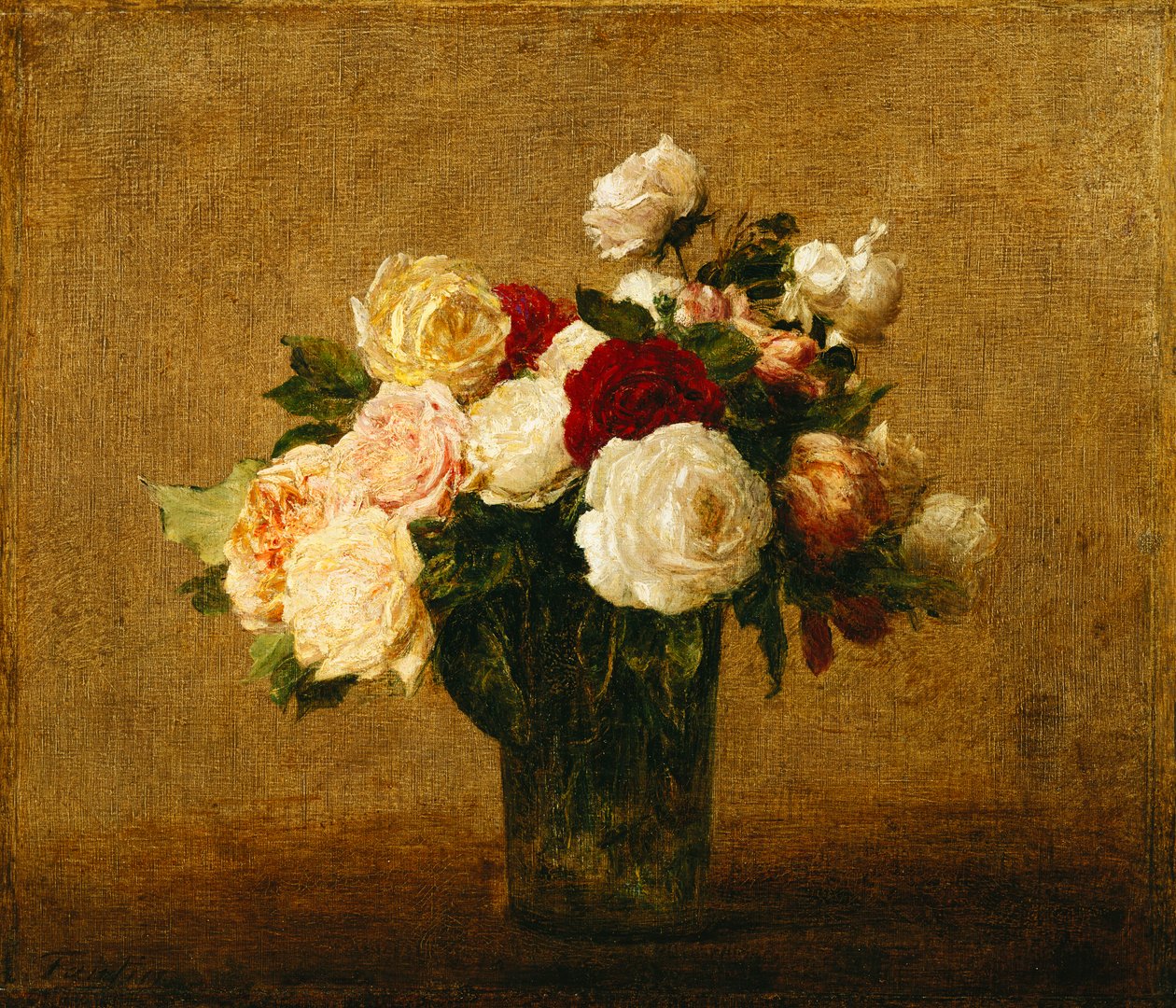 Rosen in einer Glasvase; Roses dans un Vase de Verre von Ignace Henri Jean Fantin Latour