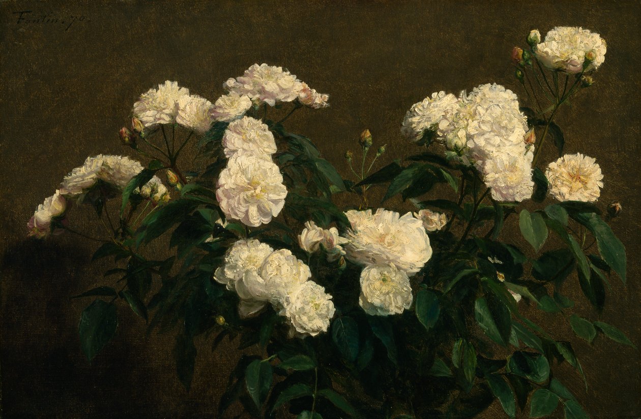 Stillleben mit weißen Rosen, 1870 von Ignace Henri Jean Fantin Latour