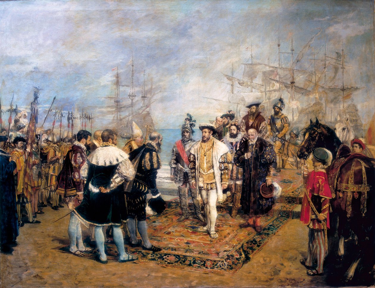 Die Landung von Franz I. im Hafen von Valencia von Ignacio Pinazo Camarlech