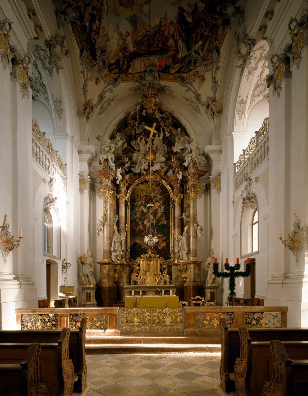 Innenansicht der Abtei von San Marino und San Anianus, entworfen von Ignaz Guenther von Ignaz  Gunther