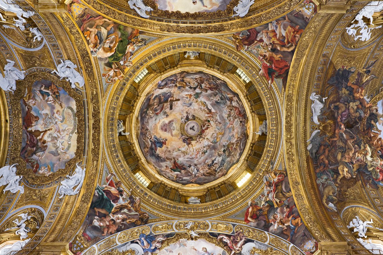 Paradies, das Jesus preist, und die Pendentifs mit Propheten, Evangelisten und Kirchenlehrern von Il  Baciccio