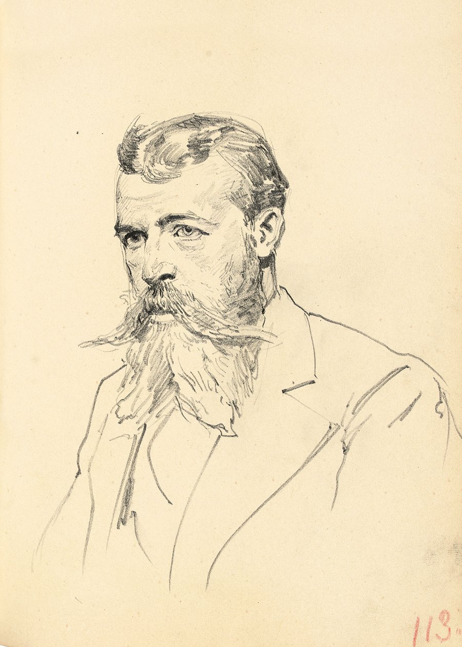 Porträt eines Mannes mit Schnurrbart und Bart, ca. 1872-1875 von Ilya Efimovich Repin