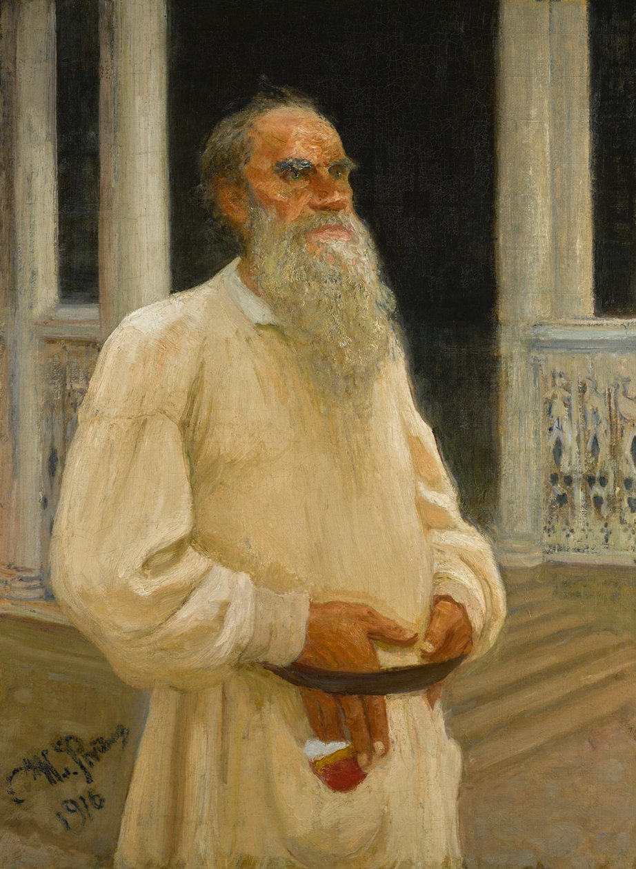 Porträt des Autors Graf Lew Nikolajewitsch Tolstoi, 1916 von Ilya Efimovich Repin