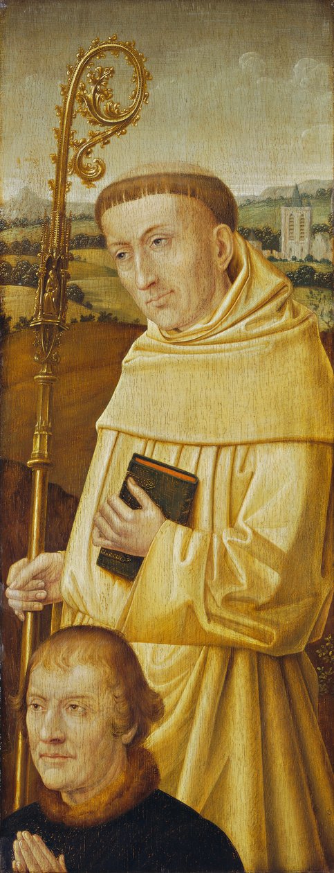 Heiliger Bernhard mit Stifter [Vorderseite] von Imitator of Flemish 15th Century