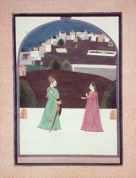 November: Ein Treffen, aus dem Baramasa, Pahari-Schule, aus Himachal Pradesh von Indian School