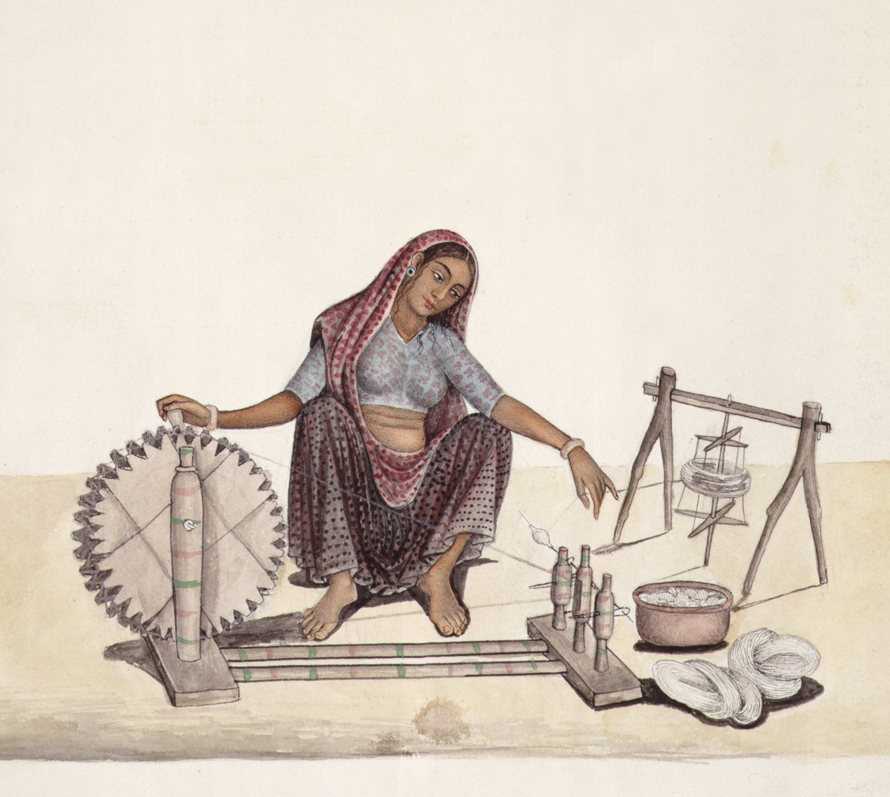 AS10 Vol.52 ff.4 4899 cat 201 i-iv Frau beim Baumwollspinnen, Bombay von Indian School