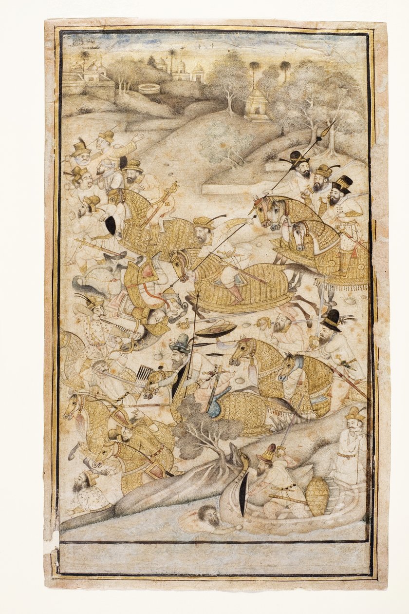 Eine Schlacht, die von Europäern gekämpft wird, ca. 1700 von Indian School