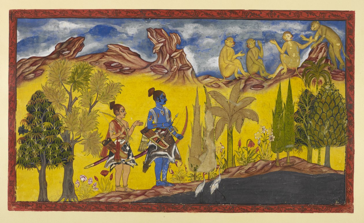 In ihrer verzweifelten Suche nach der entführten Sita sind Rama und Laksmana zum Pampa-See gekommen, der mit Lotusblumen bedeckt und von blühenden Bäumen umgeben ist. Es ist Frühling und Rama wird ständig an die Paarungsvögel erinnert von Indian School