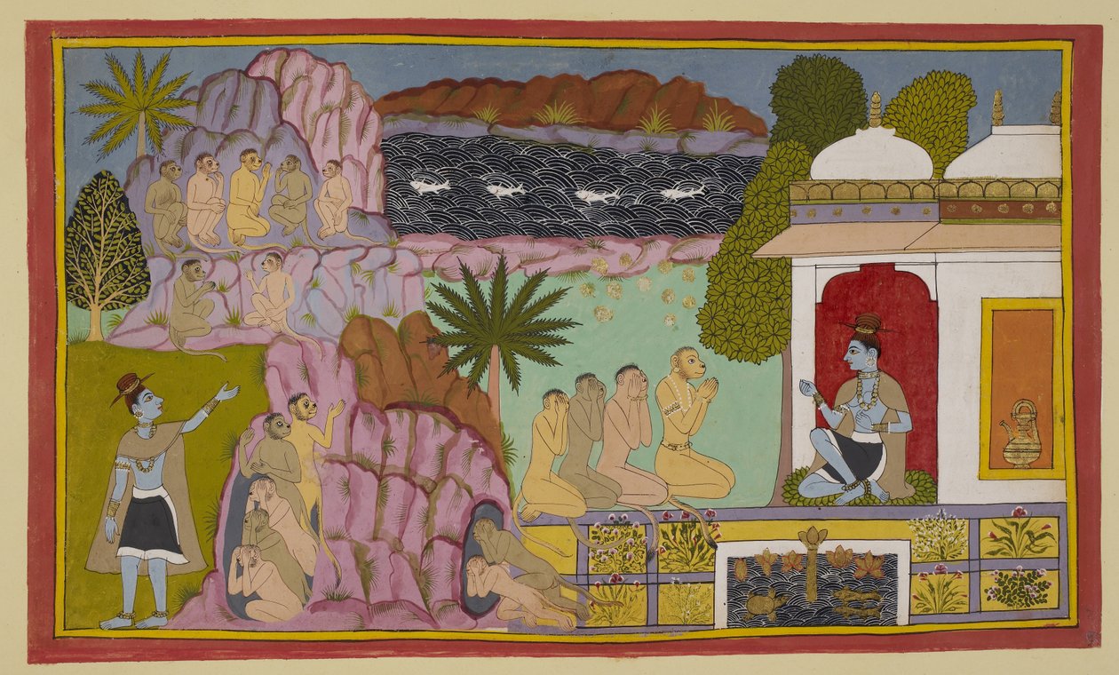 Add 15296 (2) f.65r, Die Affen haben Svayaṁprabha erzählt von Indian School