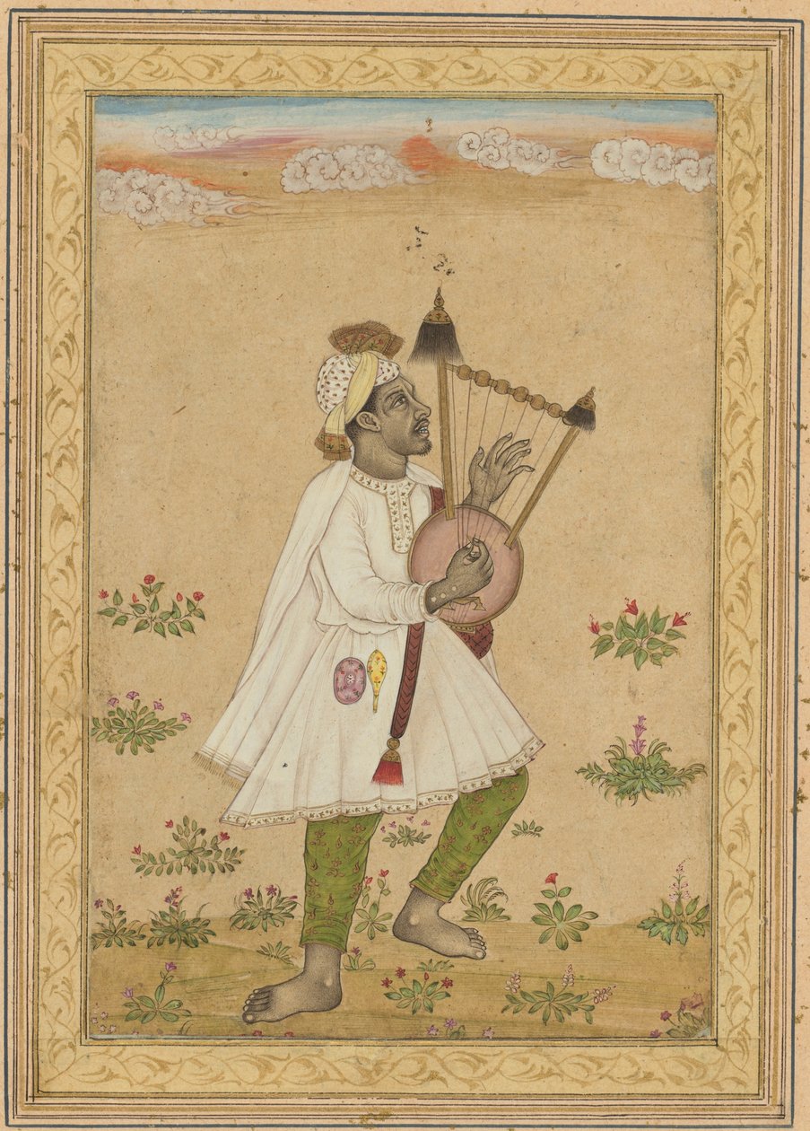 Ein afrikanischer Leierspieler, um 1640-1660 von Indian School