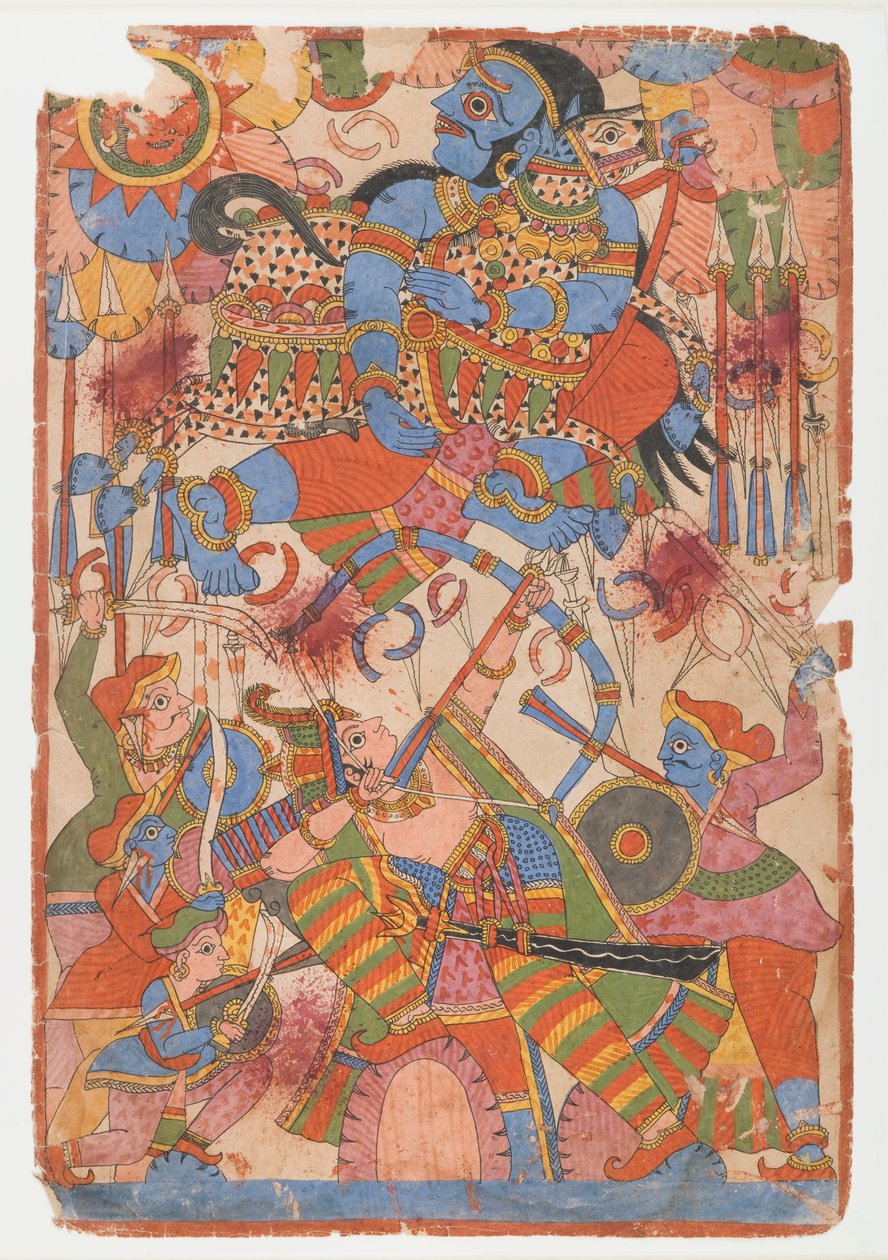 Arjunas Heldentat im Kampf, aus einer Mahabharata-Serie, ca. 1830-50 von Indian School