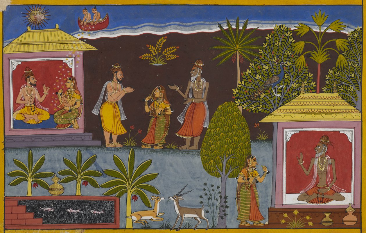 Bharadvaja gibt seine Tochter an Vishravas, der Vaisravana zeugt von Indian School