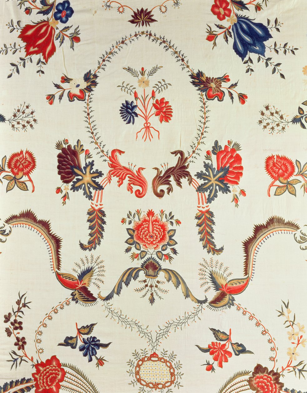 Detail eines bestickten Stoffes, hergestellt für den europäischen Markt, ca. 1725-50 von Indian School