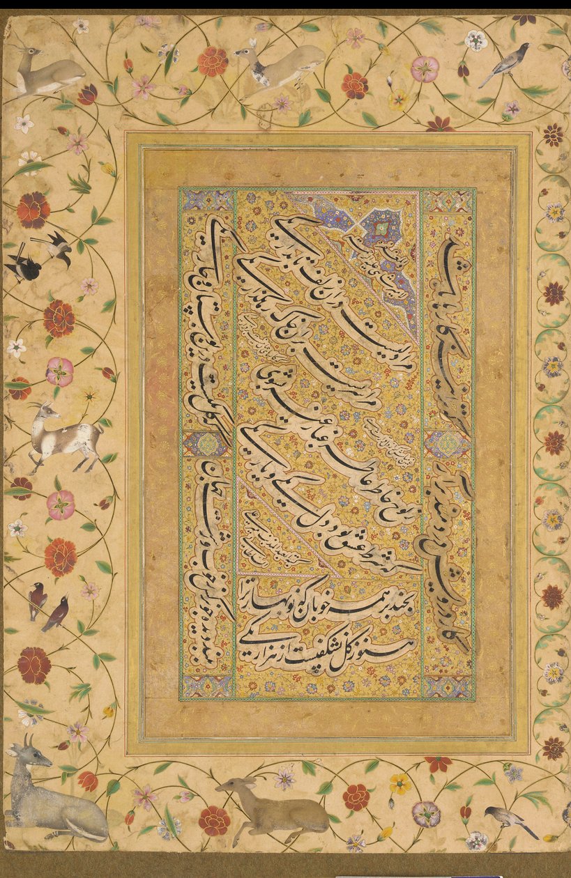 Seite aus dem späten Shahjahan-Album (Ein Gedicht von Amir Shahi), Indien, Mogul-Dynastie von Indian School