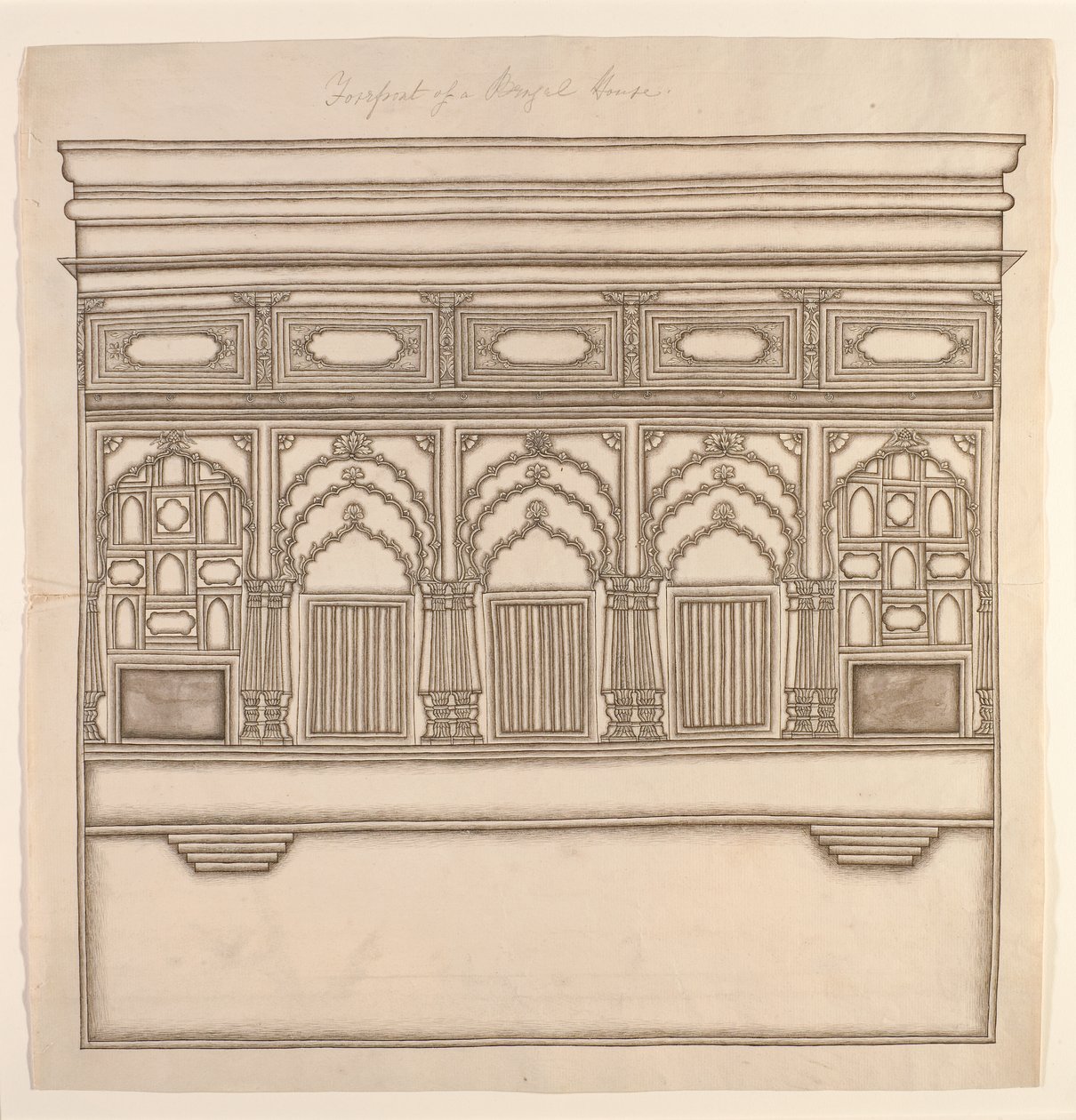 Vorderseite eines Bengalischen Hauses, ca. 1820 von Indian School