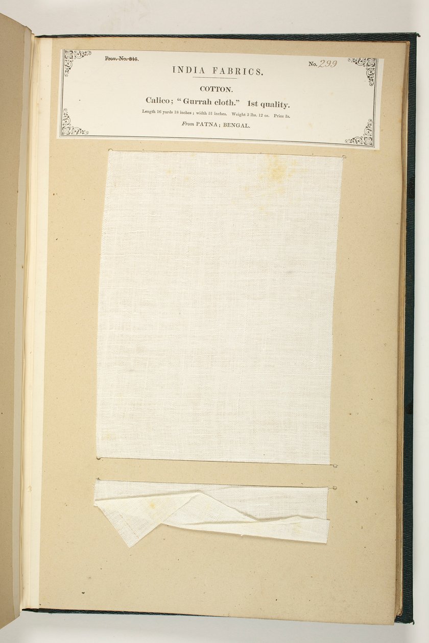 Gurrah-Stoff, Patna, Bengalen, aus der Sammlung der Textilhersteller Indiens, von John Forbes Watson, veröffentlicht 1866 von Indian School