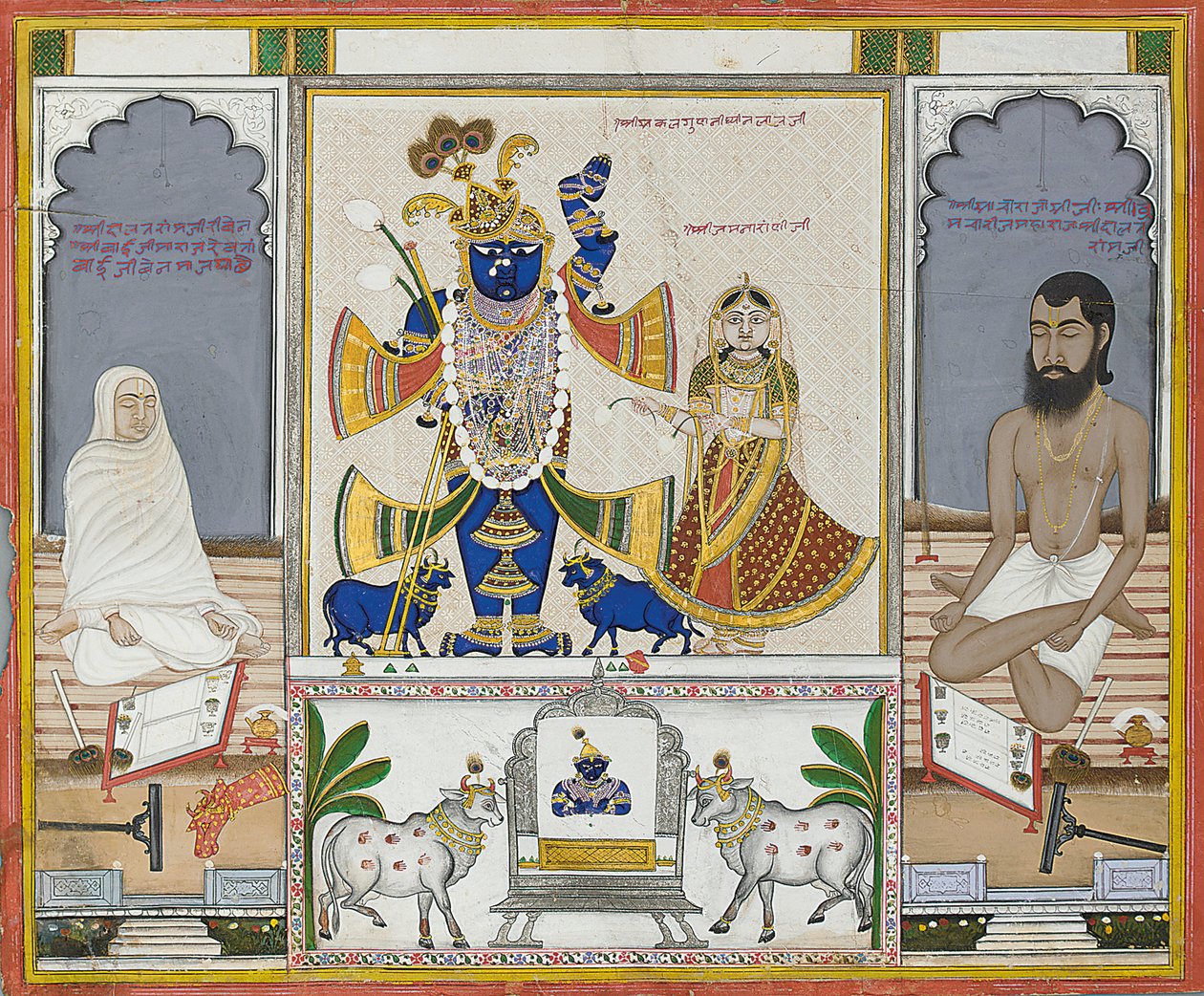 Illustration für ein Manuskript über die Verehrung von Srinathji, Rajasthan, frühes 19. Jahrhundert von Indian School