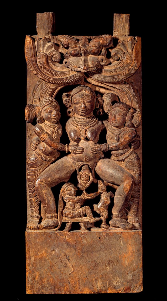 Indische Kunst: Darstellung von Mahamai, Muttergöttin, bei der Geburt von Indian School