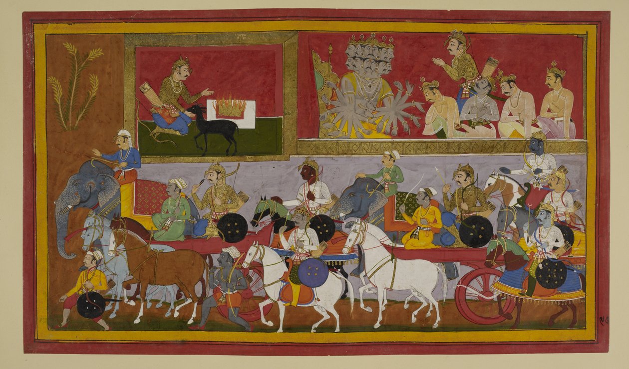 Indrajit bereitet Magie vor, um gegen Rāma zu kämpfen von Indian School