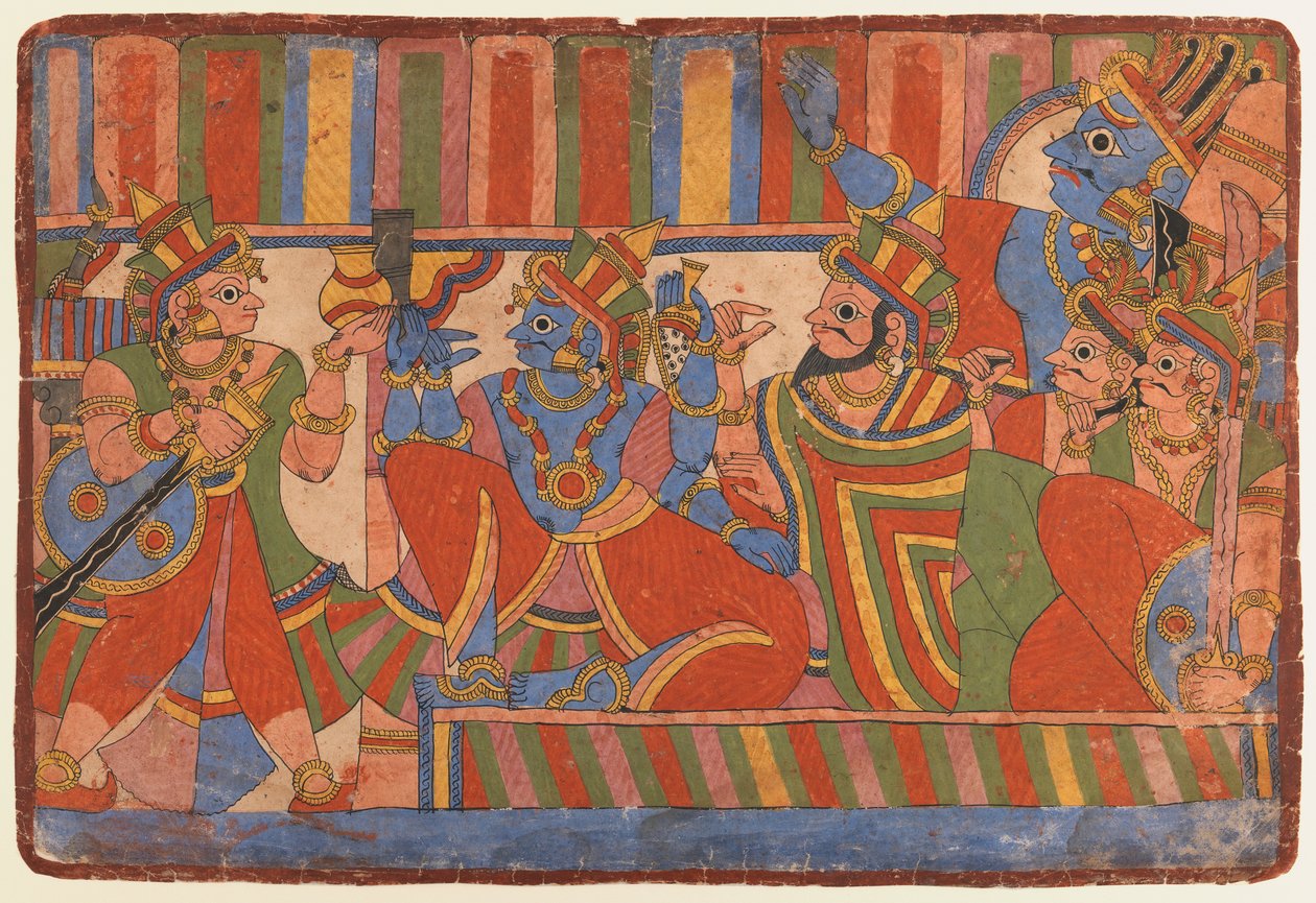 Krishna berät die Pandava-Führer von Indian School