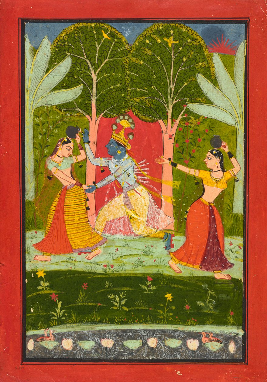 Krishna erhebt eine Maut von den Gopis, ca. 1660 von Indian School