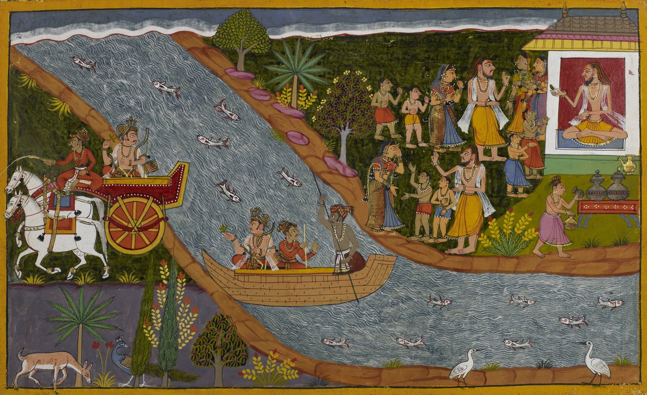 Lakshmana kehrt mit Sumantra nach Ayodhya zurück, während Sita in Valmikis Einsiedelei aufgenommen wird von Indian School