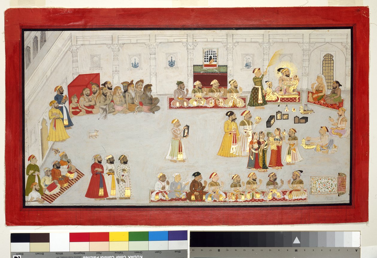 Maharana Sangram Singh mit seinen Kindern und Höflingen, ca. 1715 von Indian School