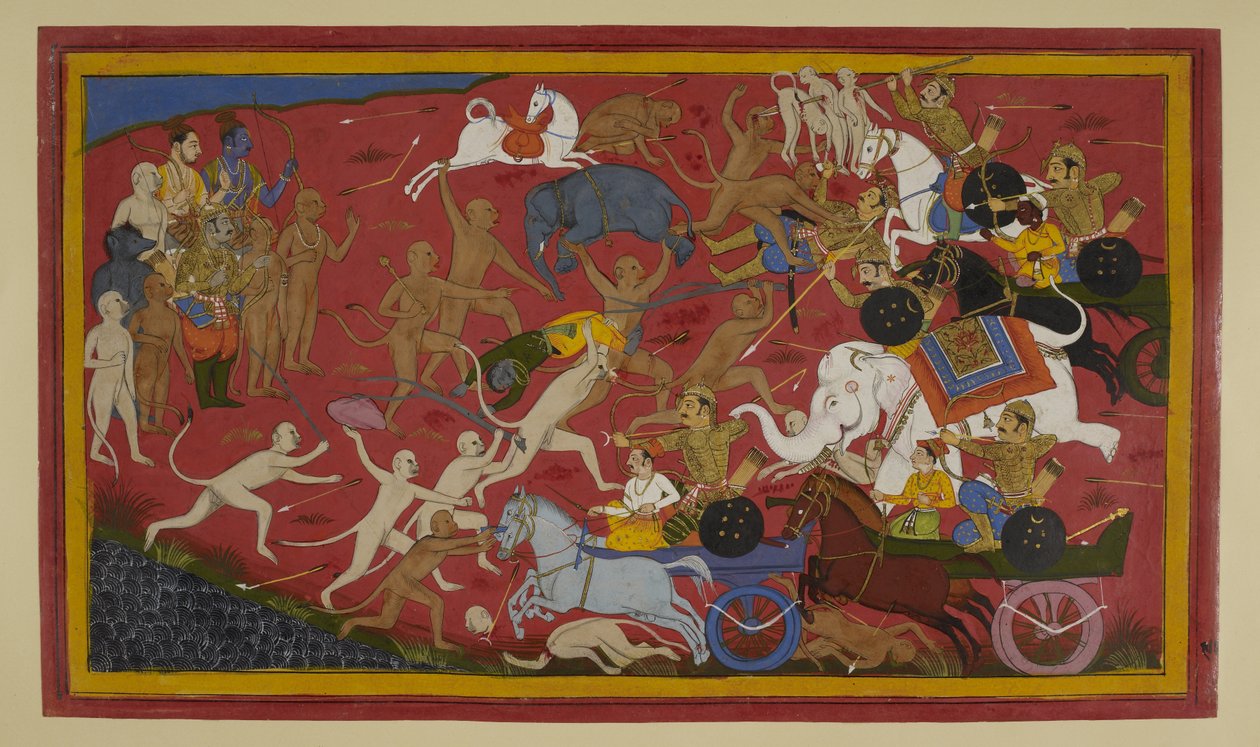 Affen kämpfen gegen Ravanas Verwandte; Angada tötet Narantaka von Indian School