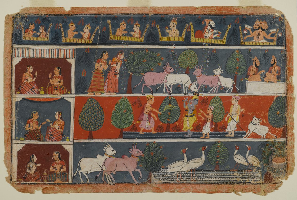 Seite aus einer verstreuten Bhagavata Purana Serie, ca. 1680 von Indian School