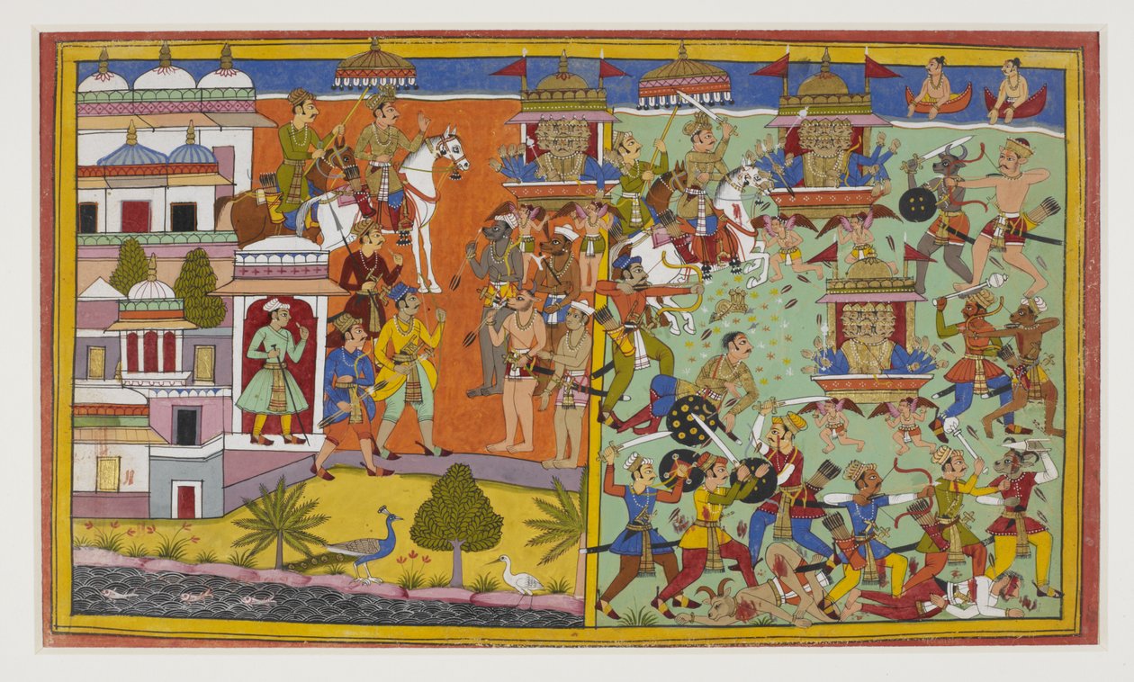 Ravana besiegt König Anaranya, der seinen Tod durch Ramas Hand prophezeit von Indian School