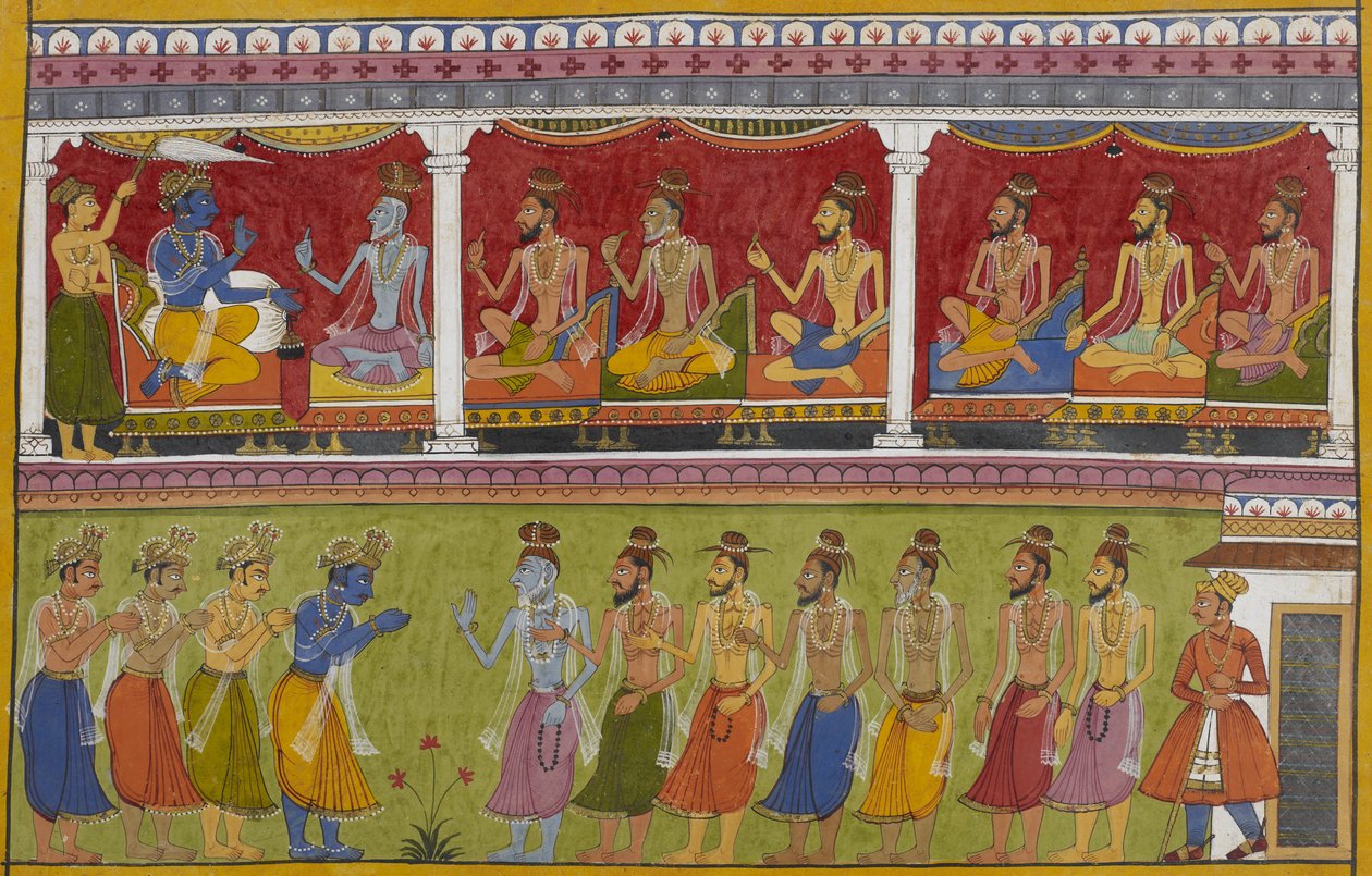 Rama begrüßt sieben Weise, die seinen Sieg preisen und Ravanas Ursprünge erzählen von Indian School