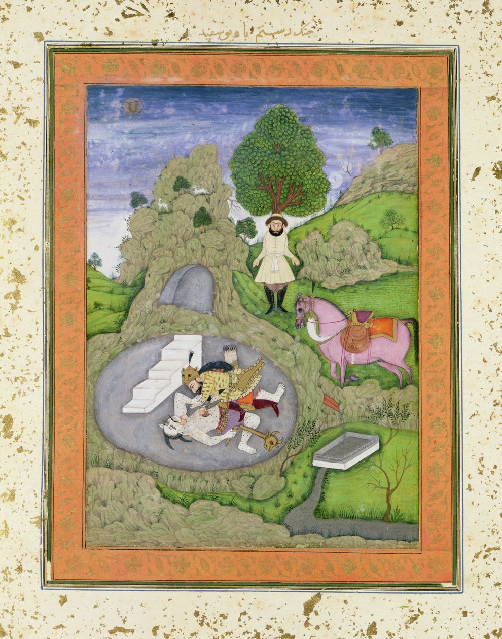 Rustam tötet den Weißen Dämon, Illustration aus dem 