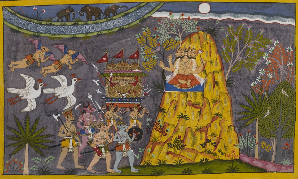 Ravana steigt zum Mond auf, aber Brahma greift ein und drängt ihn zur Umkehr von Indian School