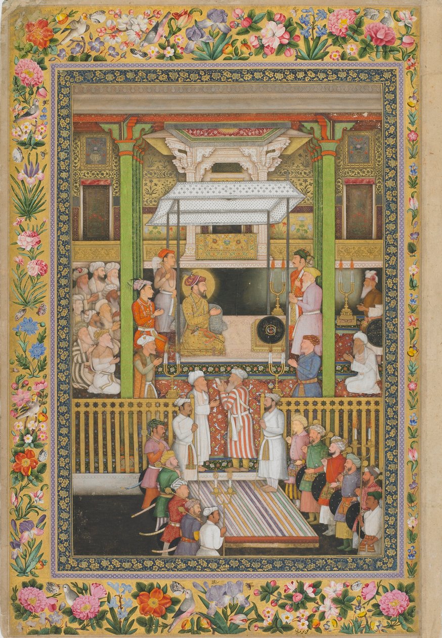 Shah Jahan ehrt die religiöse Orthodoxie, Seite aus dem St. Petersburger Album, ca. 1635 von Indian School